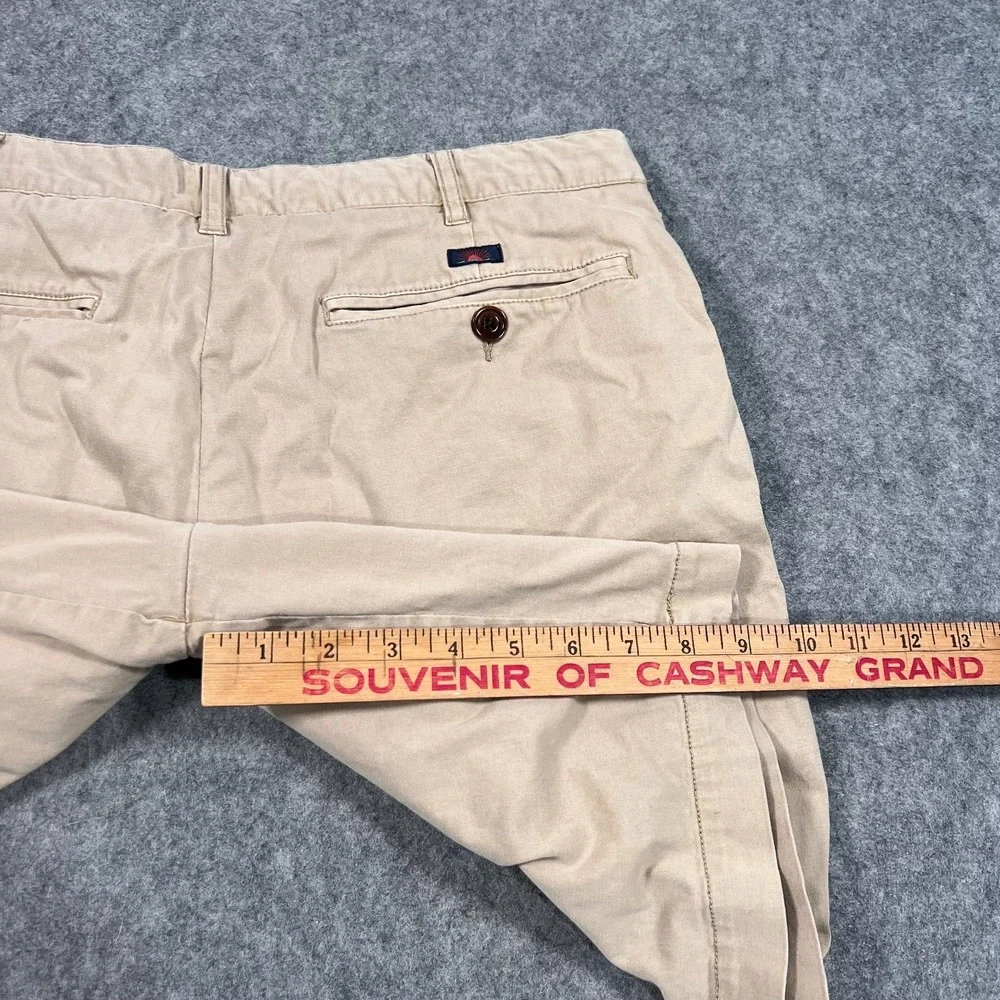 Faherty Brand Beige Khaki Flat Front Cotton Blend Chino Shorts Men's Size 33